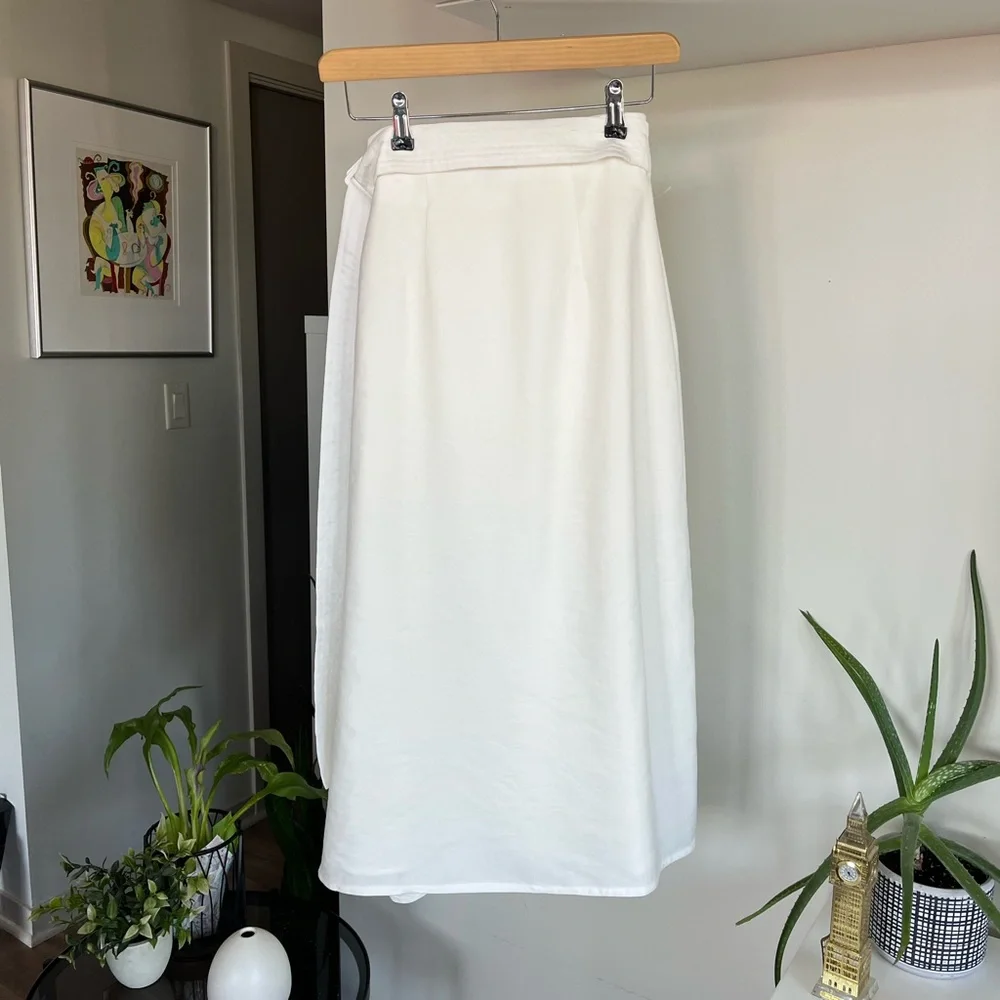 Aritzia Wilfred White Linen New Midi Silana Summer Casual Skirt Sz XS, S - Picture 10 of 11